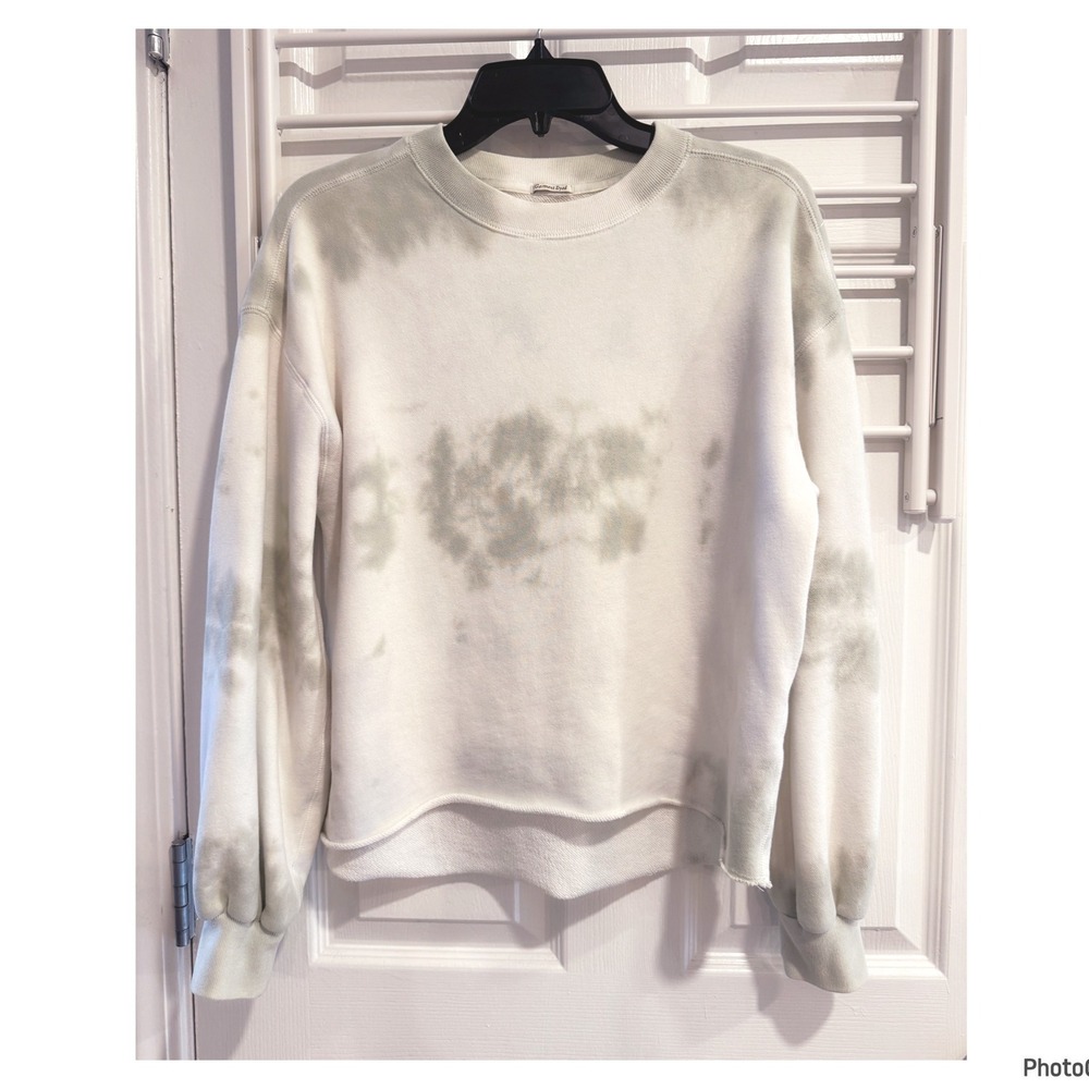 Abercrombie & Fitch White Green Tie Dyed Soft AF Sweatshirt Relaxed Coastal SM